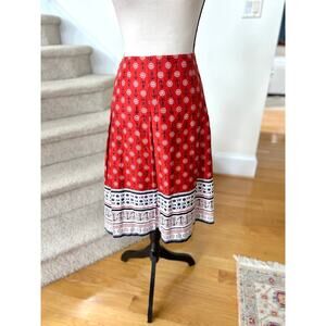 Charter Club Red Nautical Anchor Printed A-Line Knee Length Skirt